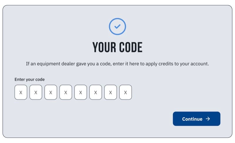 Activation form prompting for an access code