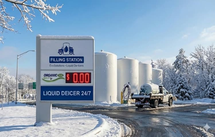 Self-serve filling station in a snowy yard